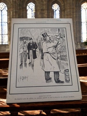 Gravure satire politique française 19e, magazine illustré, affiche vintage