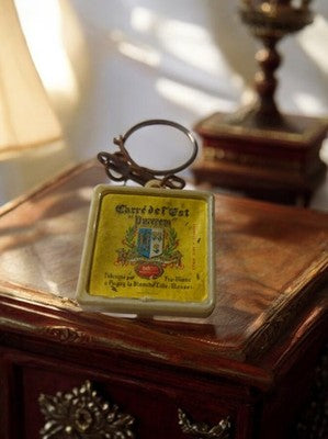 Porte-clés vintage Carré de l'Est fromage pub rétro carré jaune