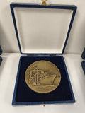 Vintage grande médaille commémorative 100 ans lutte port en boîte ancien collect