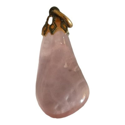 Pendentif vintage quartz rose monture dorée ancien bijou charme