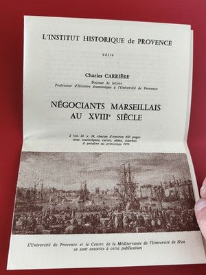 Ancienne brochure vintage négociants marseillais XVIIIe siècle, Institut Provenc