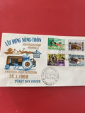 Vintage FDC Vietnam 1968 édification rurale, enveloppe 1er jour timbres illustré