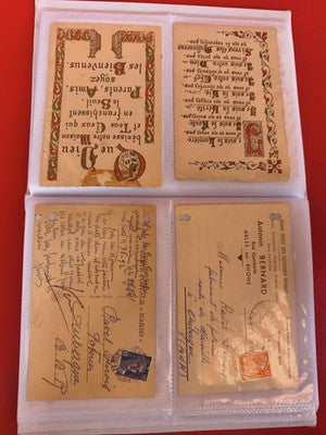 Lot ancien cartes postales oblitérées philatélie, écriture manuscrite, décor vin