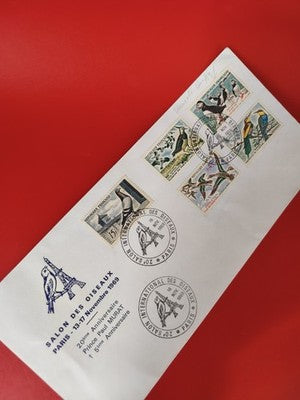 Ancienne lettre vintage timbrée Salon des Oiseaux Paris 1969 philatélie oiseaux