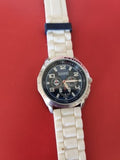 Montre homme Atlas for Men quartz cadran noir bracelet blanc sport occasion