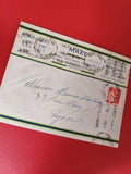 Ancienne lettre vintage avec timbre oblitéré France, enveloppe publicitaire coll
