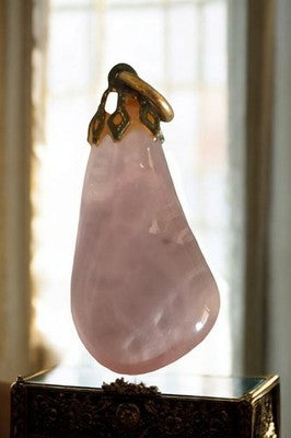 Pendentif vintage quartz rose monture dorée ancien bijou charme