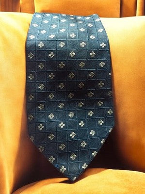 Cravate vintage Balertra en soie bleue à motif fleuri, élégance rétro homme