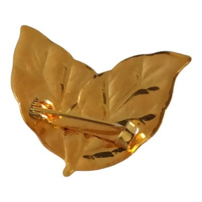 Broche vintage feuilles dorées, bijou élégant dorure, accessoire rétro