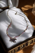 Collier pendentif cheval perles roses vintage bijou fantaisie occasion