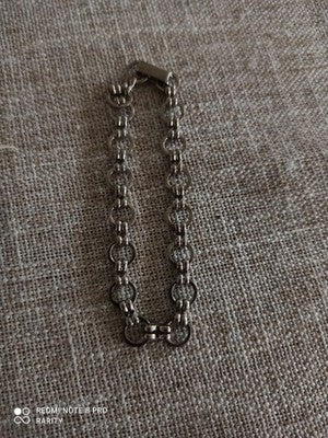 Bracelet vintage acier fantaisie maillons ronds style rétro bijou homme femme