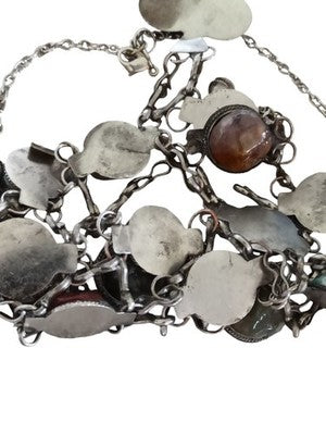 Plastron bohème pierres précieuses naturelles multicolores collier pendentif Boh