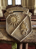 Plaque militaire vintage régiment français 3e, blason soleil et grenade