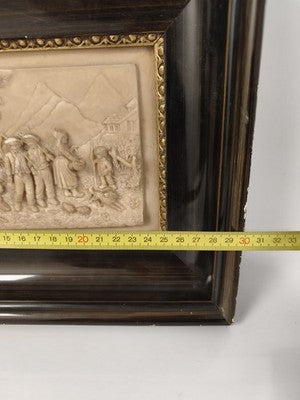 Cadre décoratif sculpture miniature scène campagne XIXème, design fait main