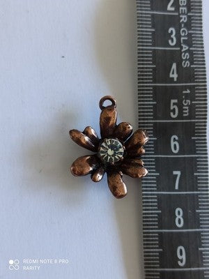 Pendentif fleur vintage Remy Dis Paris, cristal central, années 80/90 France