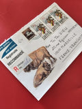 Ancienne enveloppe recommandée Lituanie timbres oblitérés bison philatélie