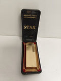Briquet à gaz rechargeable Star doré vintage étui rigide ancien allume-cigare
