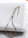 Collier vintage plat doré rétro, bijou fantaisie ancien ajustable