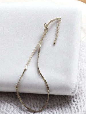 Collier vintage plat doré rétro, bijou fantaisie ancien ajustable
