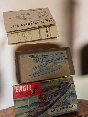 Vintage EAGLE H.M.S. Kimberley model kit with original box plasti