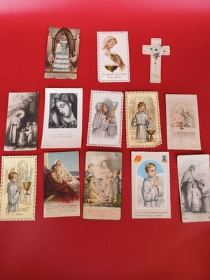 Lot vintage anciennes cartes religieuses catholiques, images pieuses, communion
