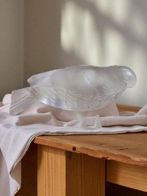 Statue oiseau cristal dépoli Lalique France vintage à restaurer sculpture déco