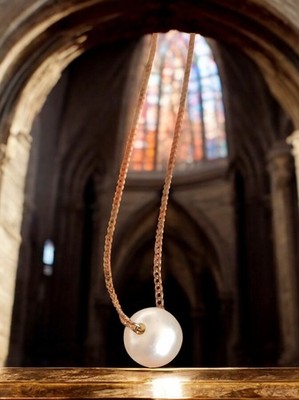 Collier vintage plaqué or perle ronde ancienne chaîne dorée