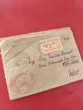 Ancienne enveloppe timbrée oblitérée Vietnam, collection philatélie, cachets rou