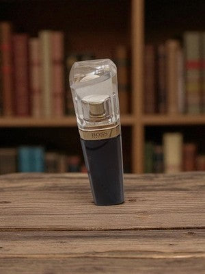Flacon parfum BOSS ancien vide vintage déco rétro design noir et doré