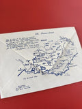 Ancienne enveloppe vintage Provence carte illustrée bleu rétro collection