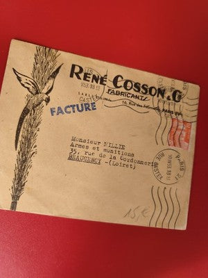 Ancienne lettre vintage timbres oblitérés René Cosson Paris, collection philatél
