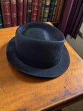 Chapeau vintage en papier tressé noir rétro neuf deadstock style fedora