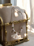 Collier fantaisie vintage perles cubiques et pampille rétro chic