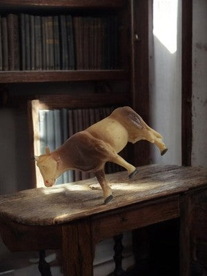 Figurine vache Starlux vintage ancienne petit format marron crème rétro