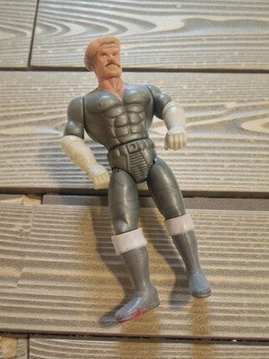 Figurine bootleg rétro MASK années 80, jouet vintage articulé, gris et blanc