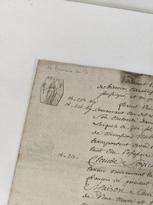 Lettre manuscrite administrative 1813, timbres fiscaux, papier vergé XIXe