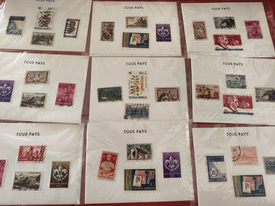 Lot anciens timbres collection tous pays vrac philatélie vintage, divers motifs