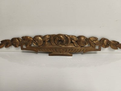 Ornement ancien en bronze doré décor floral rosace applique dessus porte
