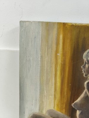 Peinture nu féminin huile sur toile nue signée De Goff, datée 1973