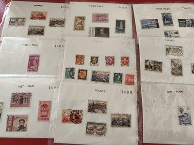 Lot anciens timbres collection France Vietnam monde – philatélie vrac multicolor