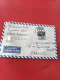 Ancienne enveloppe oblitérée Grèce-France, timbre airmail, philatélie collection