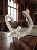 Sculpture abstraite cristal français vintage, objet d’art signé ancien