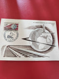 Carte timbre Paris Congrès international chemins de fer 1965 illustration globe