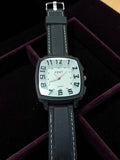 Montre homme FENT rétro vintage, cadran carré, quartz, bracelet noir