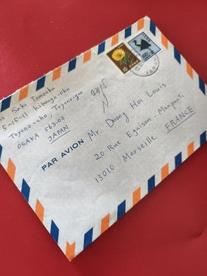 Ancienne enveloppe oblitérée Japon-France timbres pour collection philatélie
