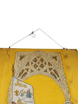 Étendard ancien Jeanne d’Arc, bannière décorative musée, motif héraldique