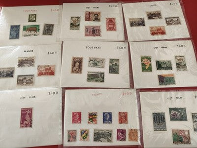 Lot anciens timbres collection France Vietnam monde philatélie vrac vintage