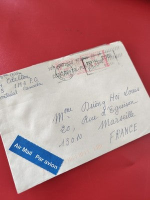 Ancienne enveloppe oblitérée Canada-France Air Mail philatélie vintage collectio