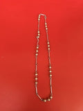 Collier ancien fantaisie vintage perles dorées et maillons métal, rétro élégant