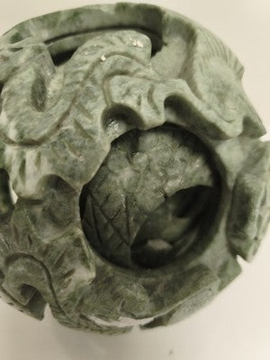 Sphère puzzle sculptée dragon verte, sculpture serpent en couches décoratives